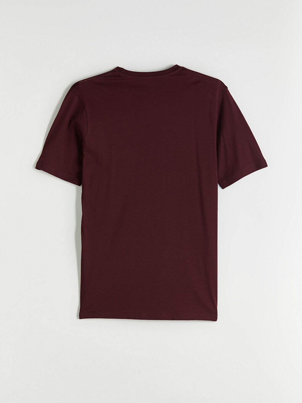 Bordo Bisiklet Yaka Baskılı Penye Erkek Tişört-5