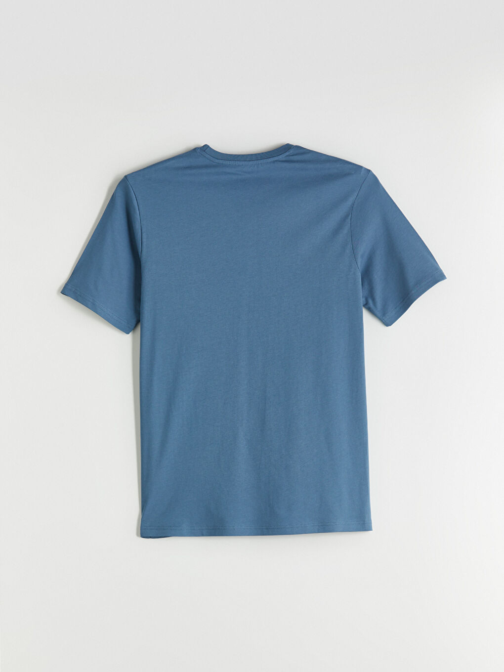 İndigo Bisiklet Yaka Baskılı Penye Erkek Tişört-5