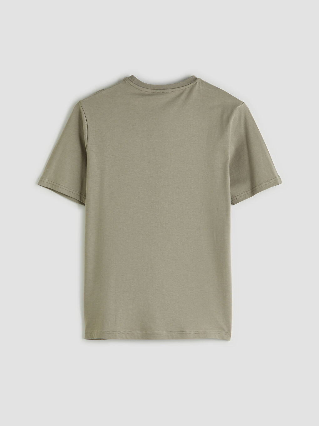 Haki Bisiklet Yaka Baskılı Penye Erkek Tişört-5