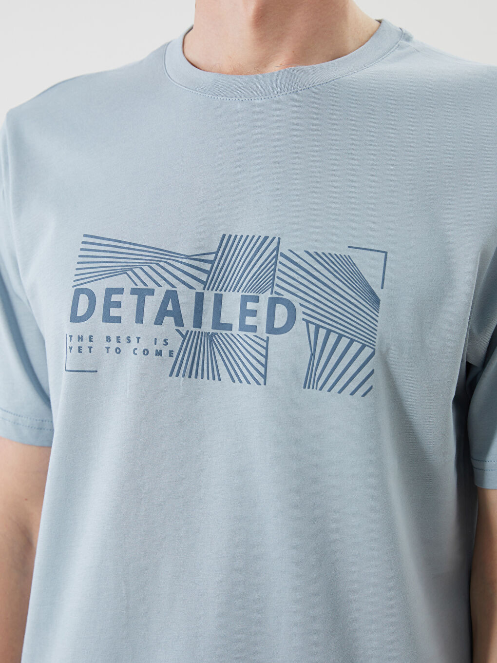 Mavi Bisiklet Yaka Baskılı Penye Erkek Tişört-2