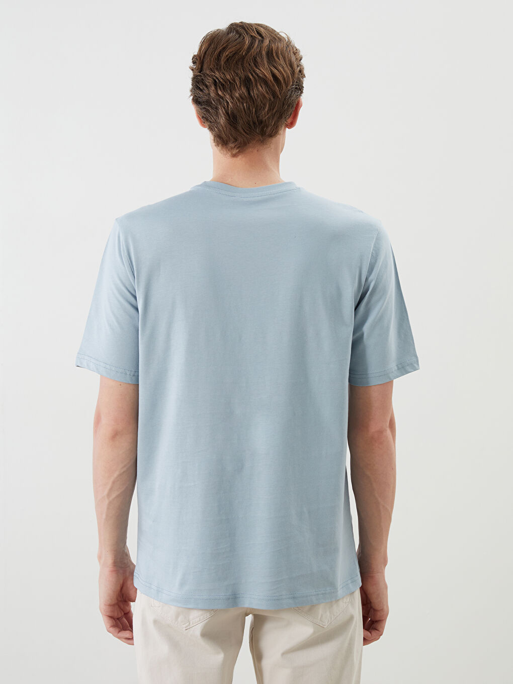 Mavi Bisiklet Yaka Baskılı Penye Erkek Tişört-3