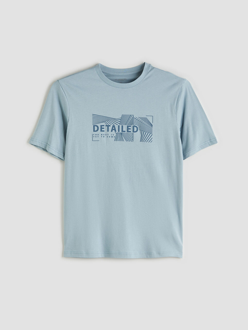 Mavi Bisiklet Yaka Baskılı Penye Erkek Tişört-4