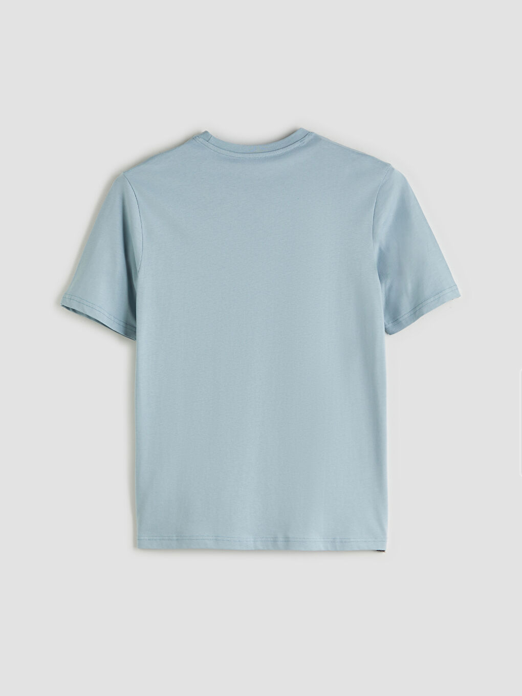 Mavi Bisiklet Yaka Baskılı Penye Erkek Tişört-5