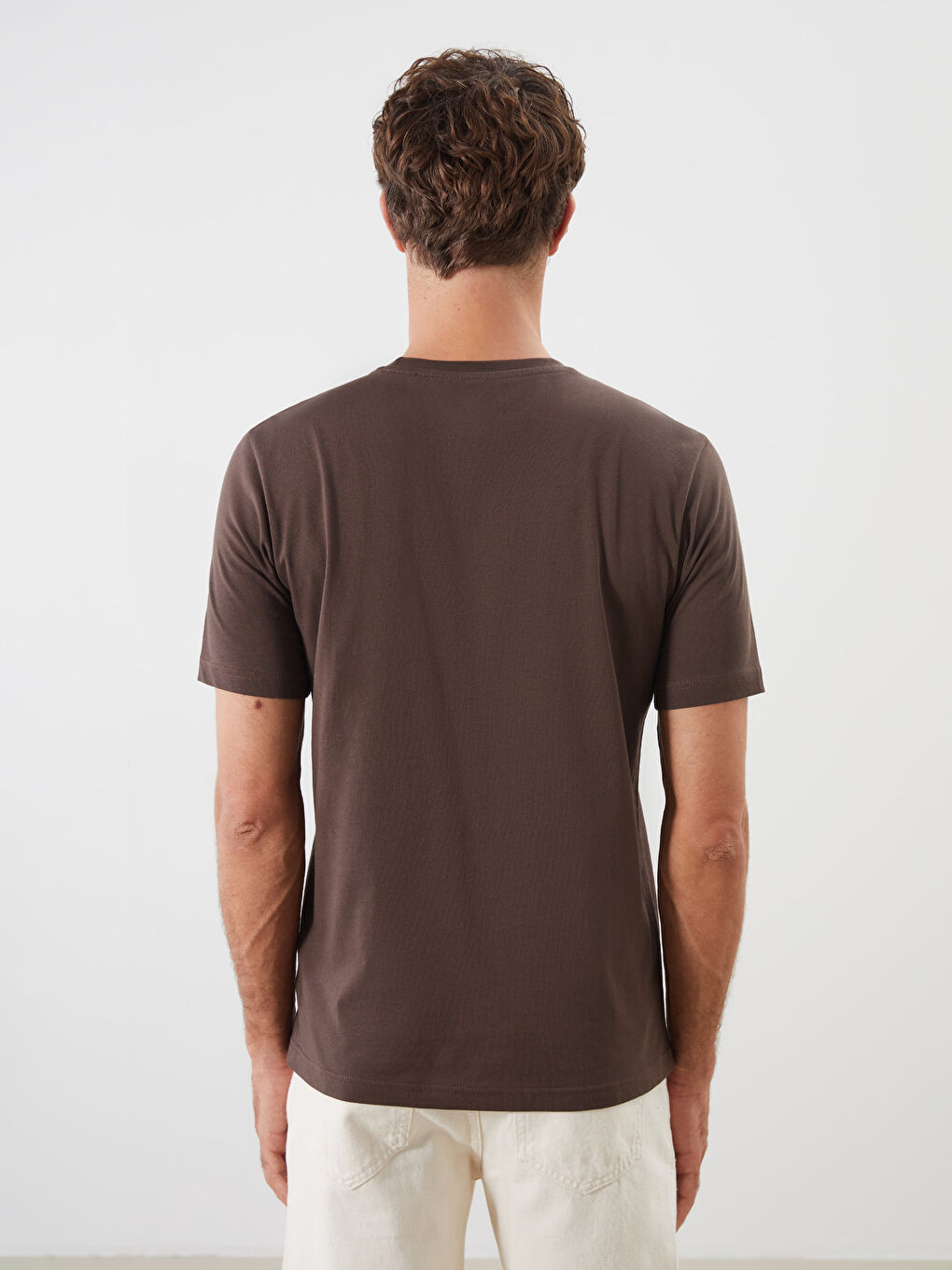 Kahverengi Bisiklet Yaka Baskılı Penye Erkek Tişört-3