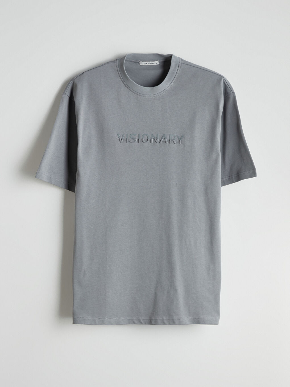 Gri Bisiklet Yaka Baskılı Penye Erkek Tişört-4