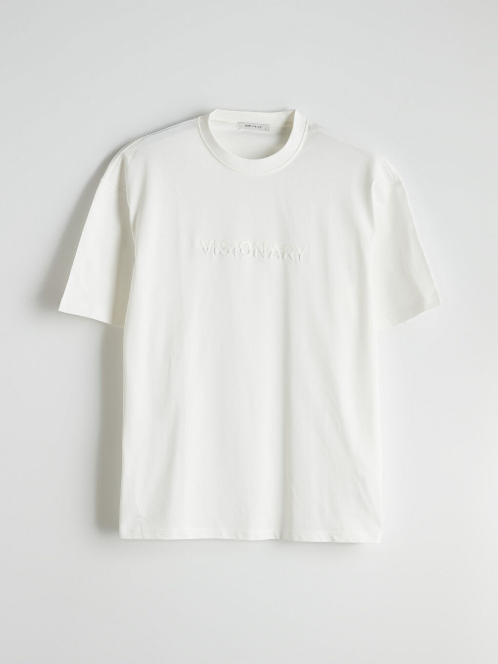 Ekru Bisiklet Yaka Baskılı Penye Erkek Tişört-4