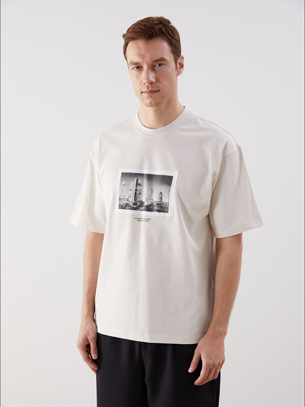 Футболка Мужская с Круглым Вырезом и Принтом из Джерси