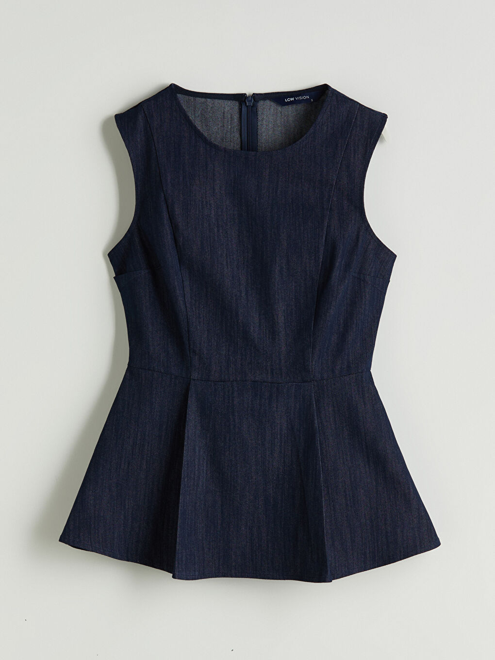 İndigo Bisiklet Yaka Peplum Jean Bluz-8