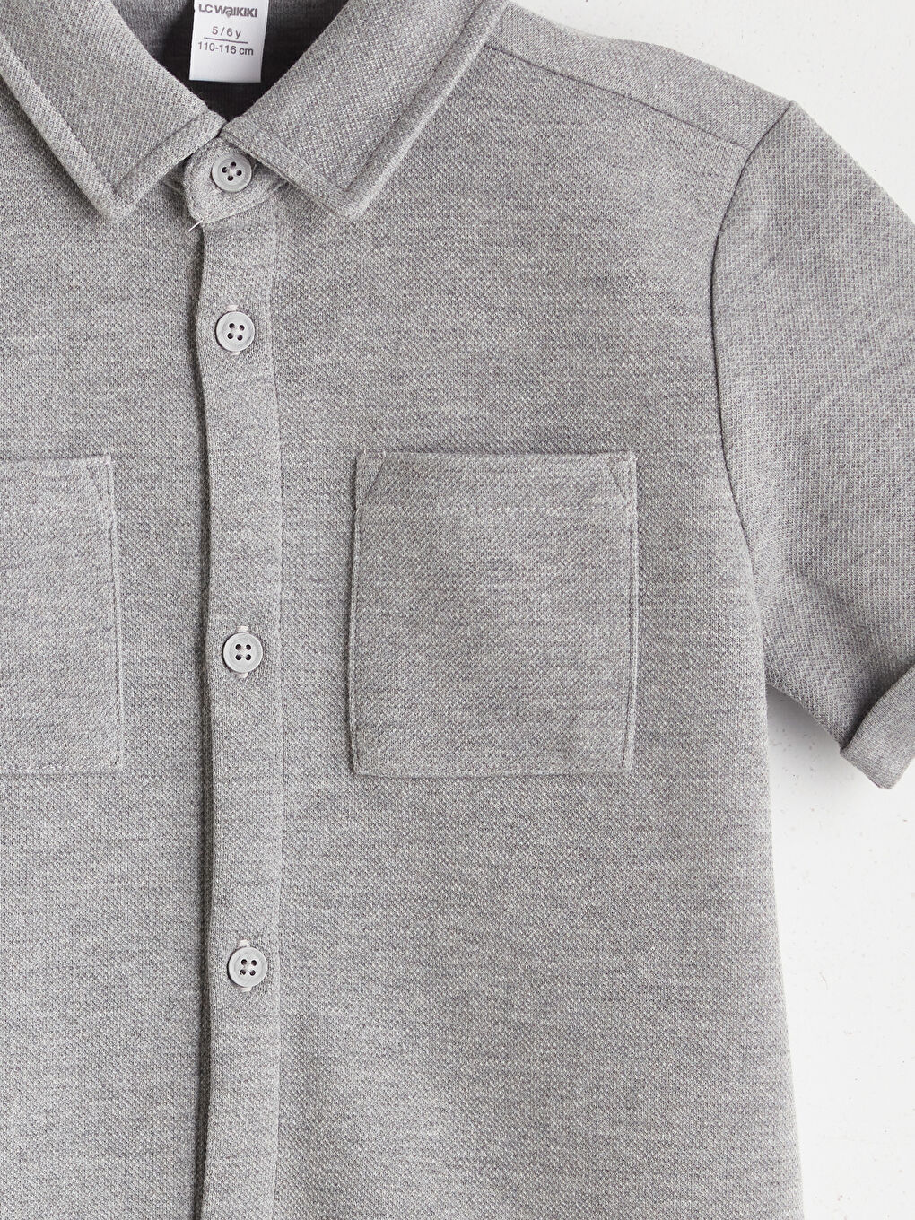 Gri Kısa Kollu Erkek Çocuk Gömlek-2