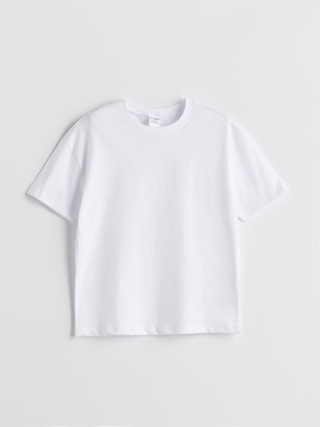 Beyaz Bisiklet Yaka Basic Erkek Çocuk Tişört