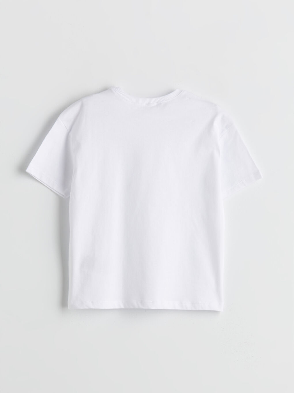 Beyaz Bisiklet Yaka Basic Erkek Çocuk Tişört-1