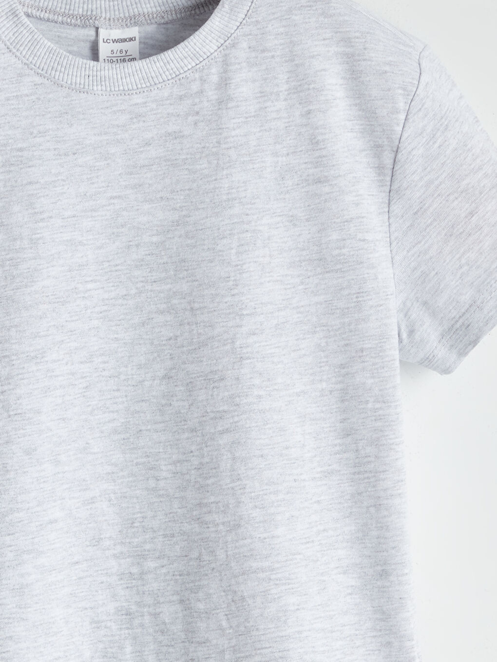 Gri Bisiklet Yaka Erkek Çocuk Tişört-2