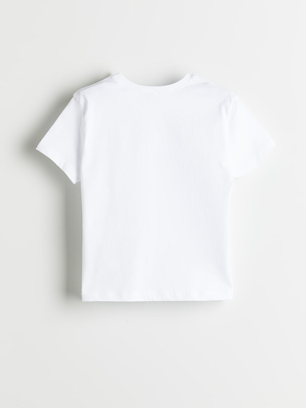 Beyaz Bisiklet Yaka Erkek Çocuk Tişört-1