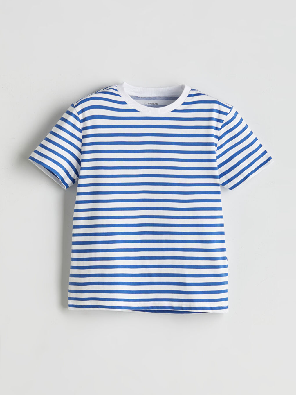 Ekru Bisiklet Yaka Çizgili Erkek Çocuk Tişört