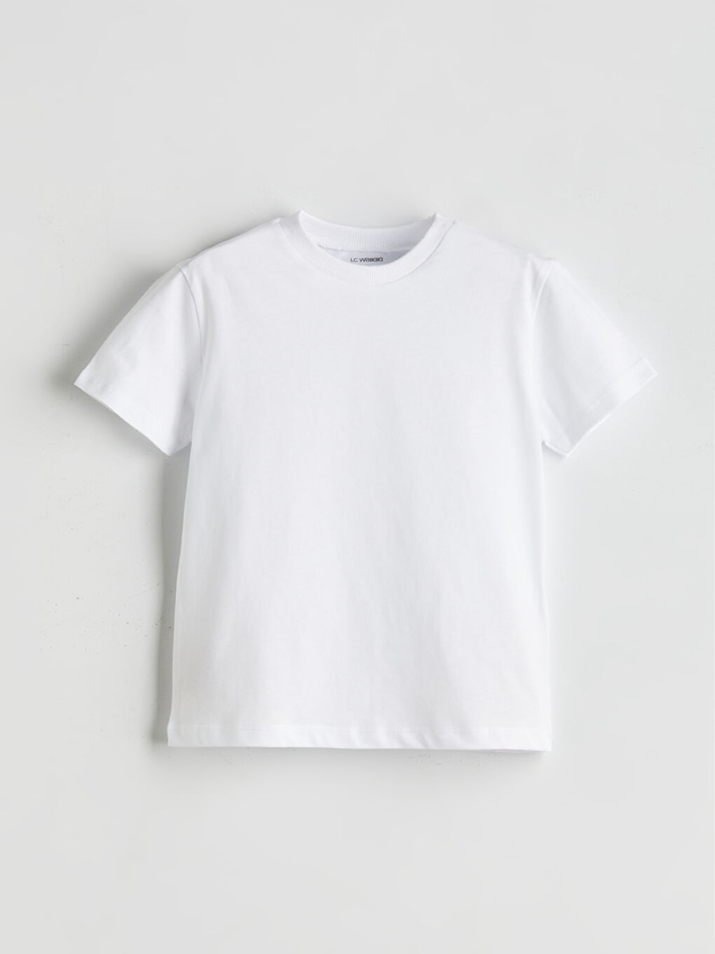 Beyaz Bisiklet Yaka Basic Erkek Çocuk Tişört