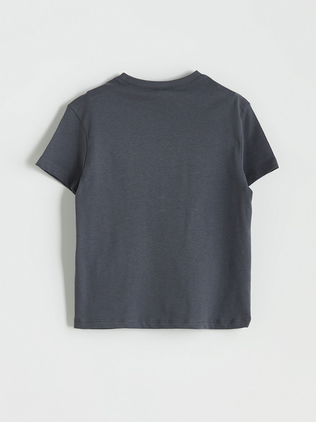 Antrasit Bisiklet Yaka Baskılı Penye Erkek Çocuk Tişört-2