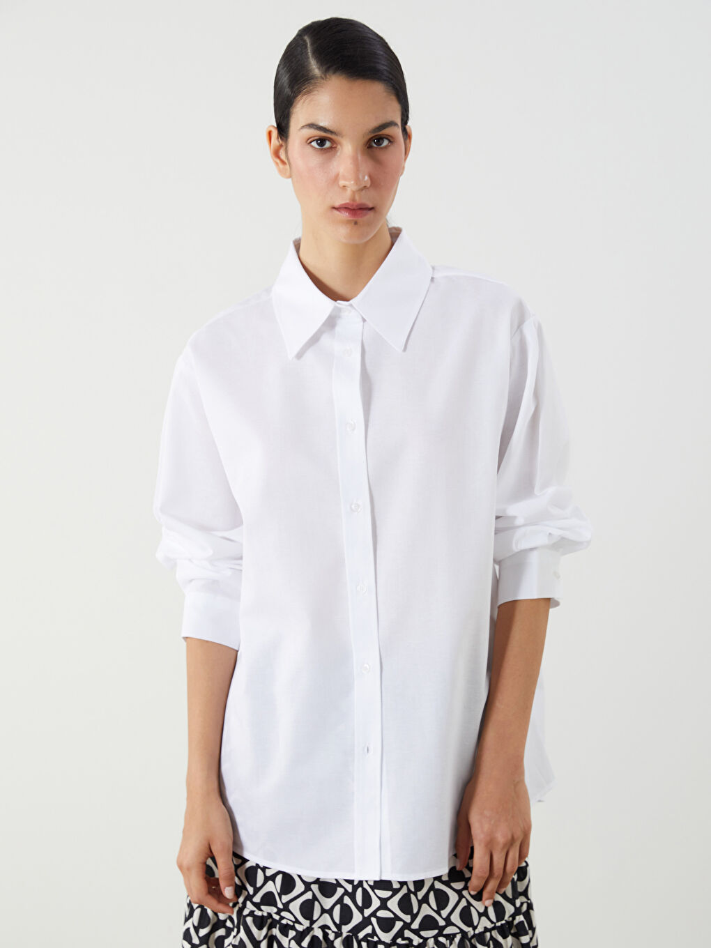 Oversize Poplin Women's Shirt Tunic -S5P267Z8-EEW