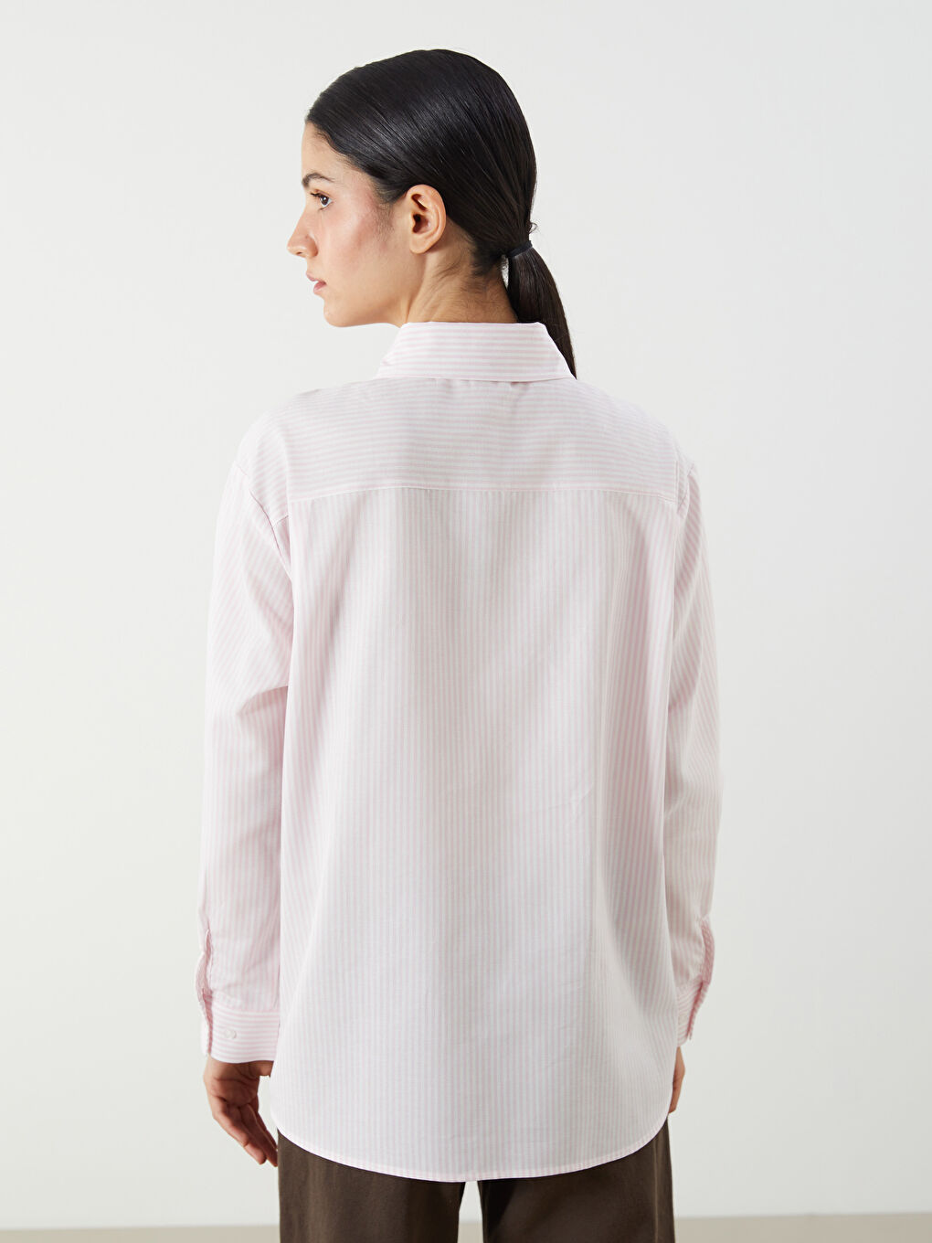 Striped Oversize Poplin Women's Shirt Tunic -S5P267Z8-LHK