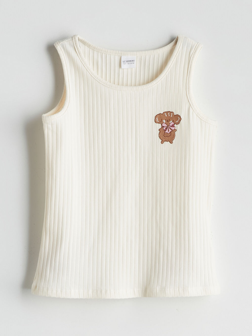 Ekru Nakışlı Kız Çocuk Pijama Üst