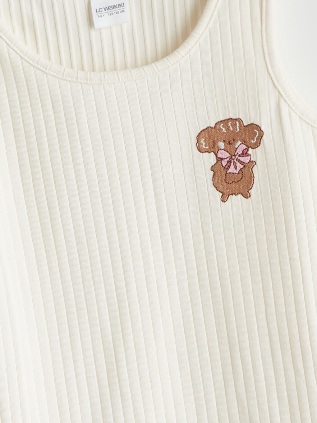 Ekru Nakışlı Kız Çocuk Pijama Üst-1