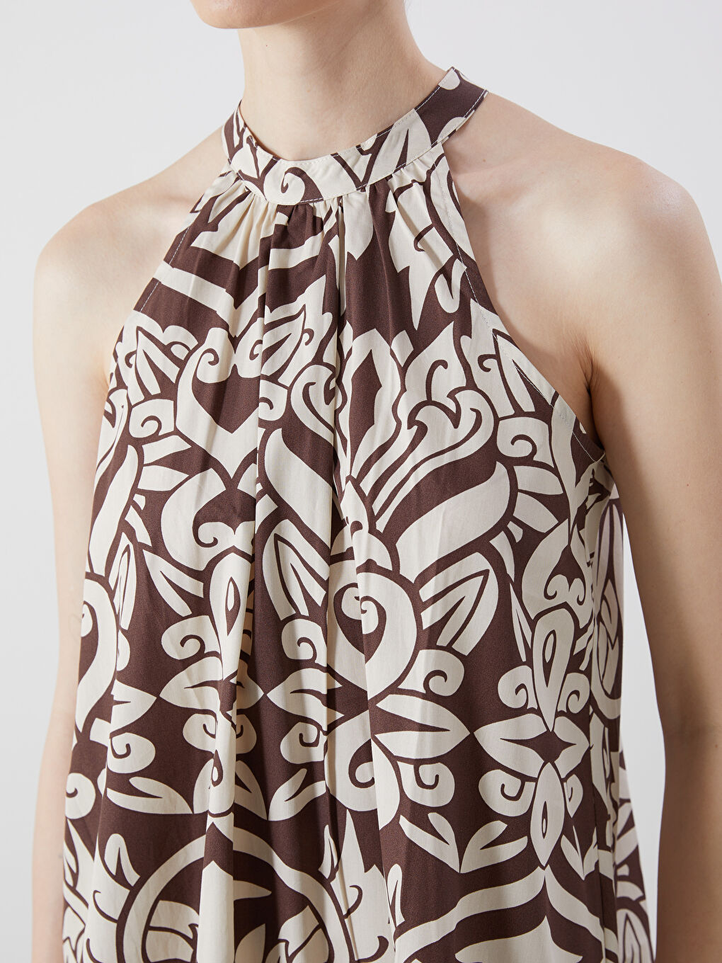 Halter Neck Patterned Mini Dress -S5P322Z8-LQY