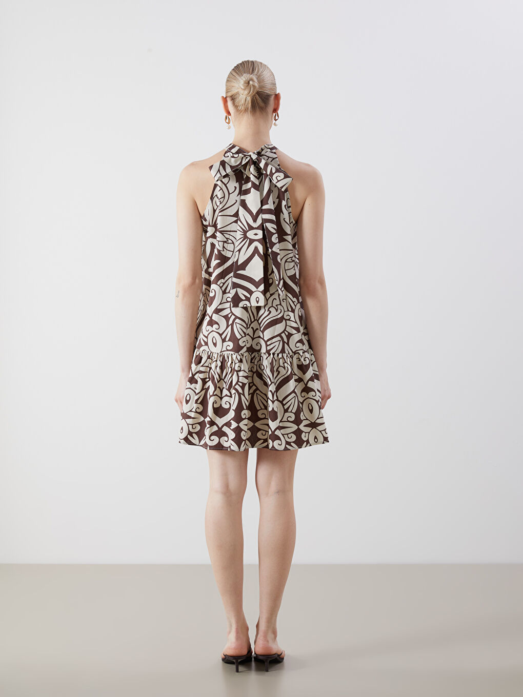 Halter Neck Patterned Mini Dress -S5P322Z8-LQY