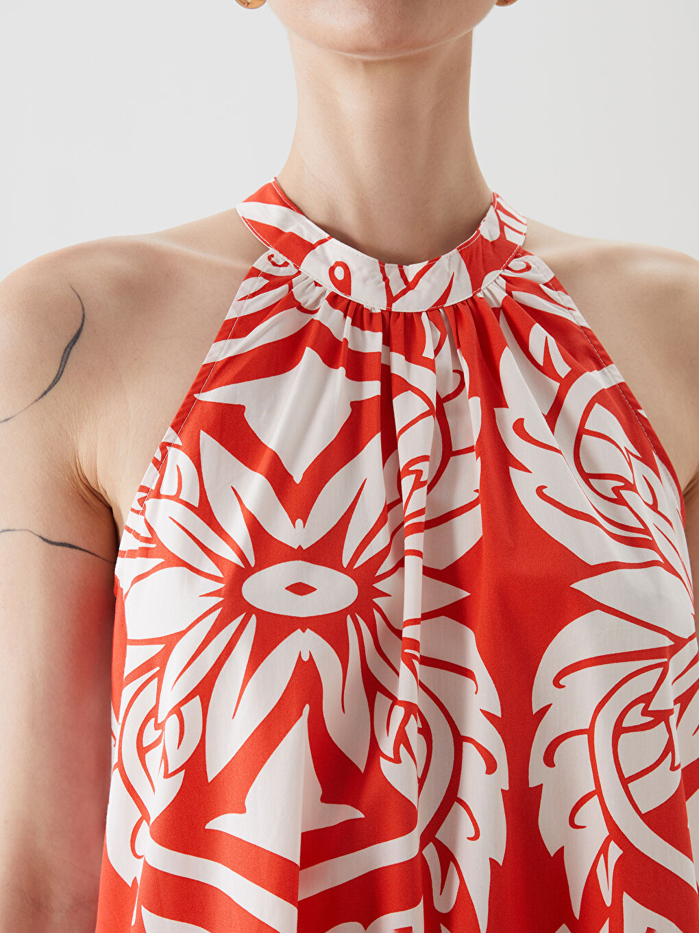 Halter Neck Patterned Mini Dress -S5P322Z8-LU7