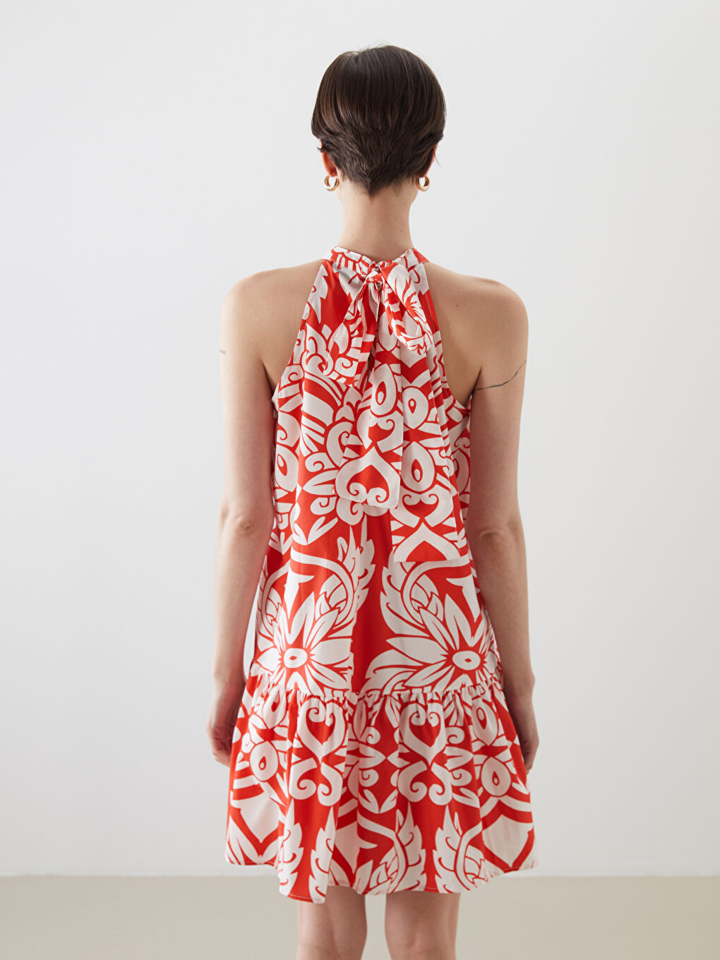 Halter Neck Patterned Mini Dress -S5P322Z8-LU7