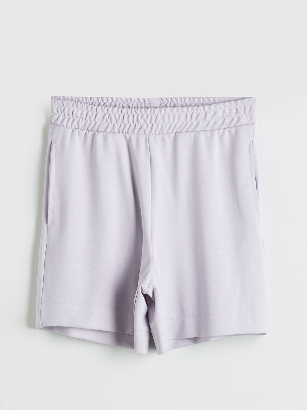 Lila Beli Lastikli Kadın Şort-4