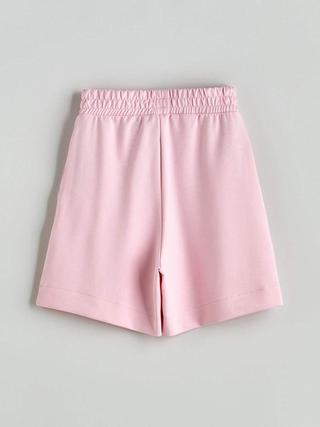 Pembe Beli Lastikli Kadın Şort-5