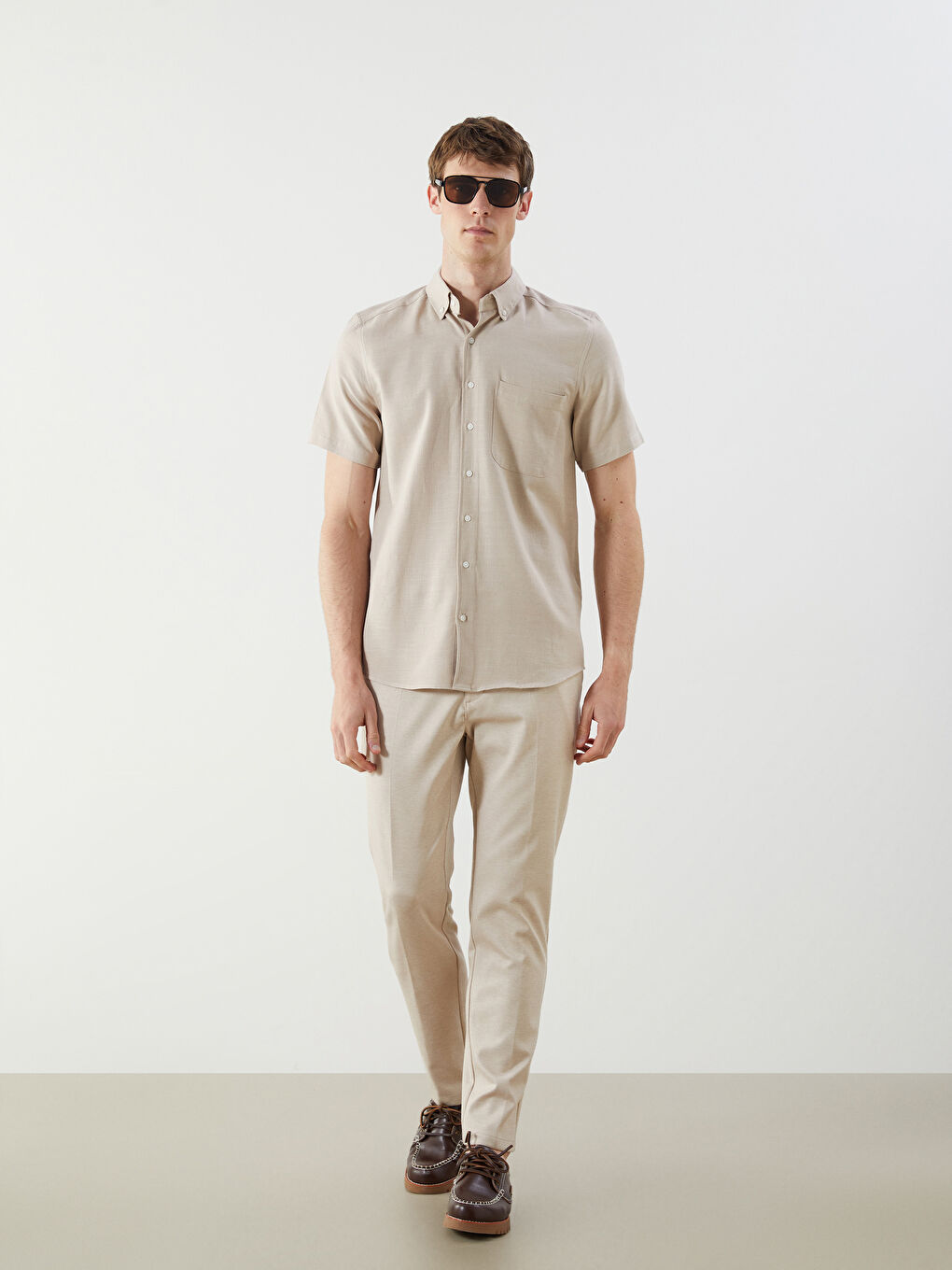 Regular Fit Short Sleeve Gabardine Men's Shirt -S5P335Z8-RW0