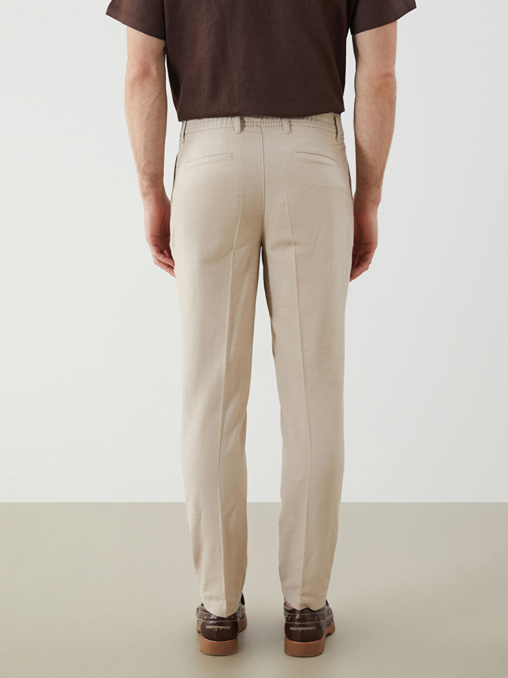 Bej Standart Kalıp Gabardin Erkek Pantolon-3