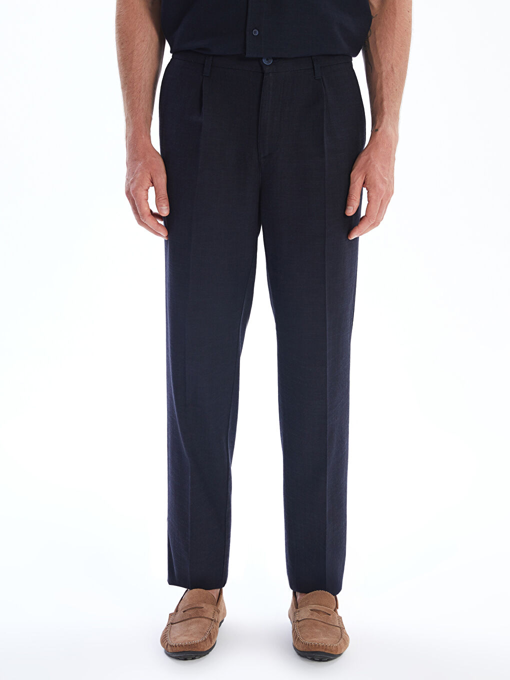 Lacivert Standart Kalıp Gabardin Erkek Pantolon-2