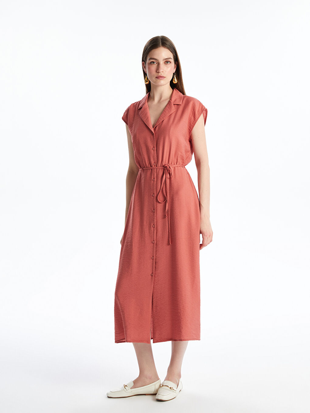 Woman ORANGE Shirt Dress -S5P345Z8-D7W