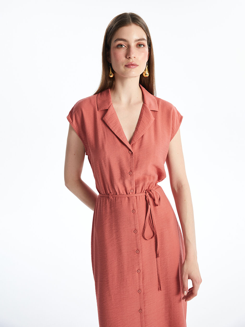 Woman ORANGE Shirt Dress -S5P345Z8-D7W