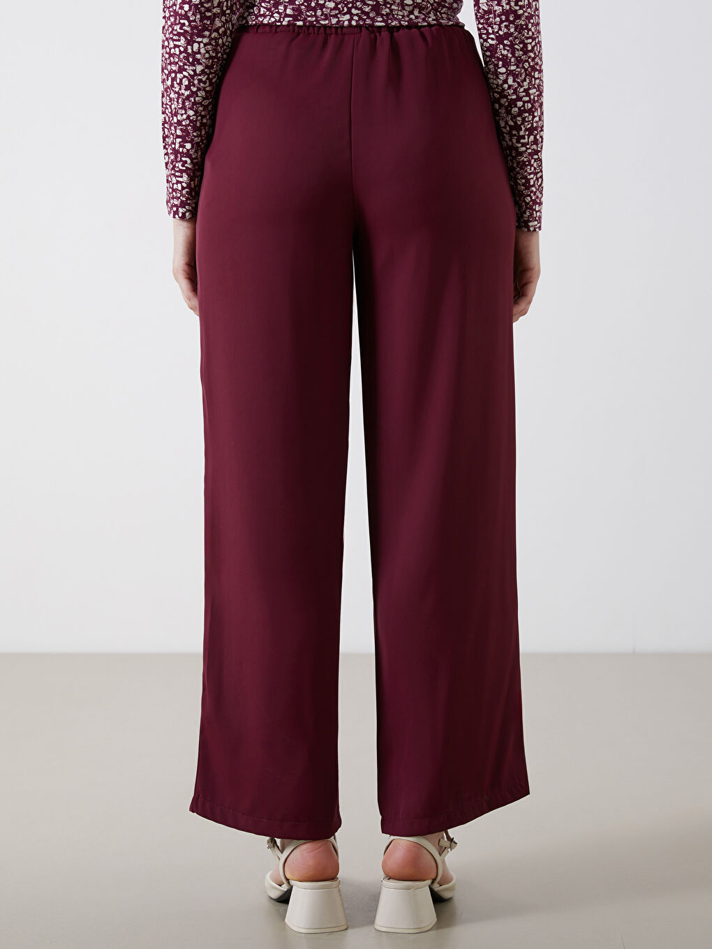 LCW Modest Elastic Waist Wide Leg Women's Trousers -S5P357Z8-YHR