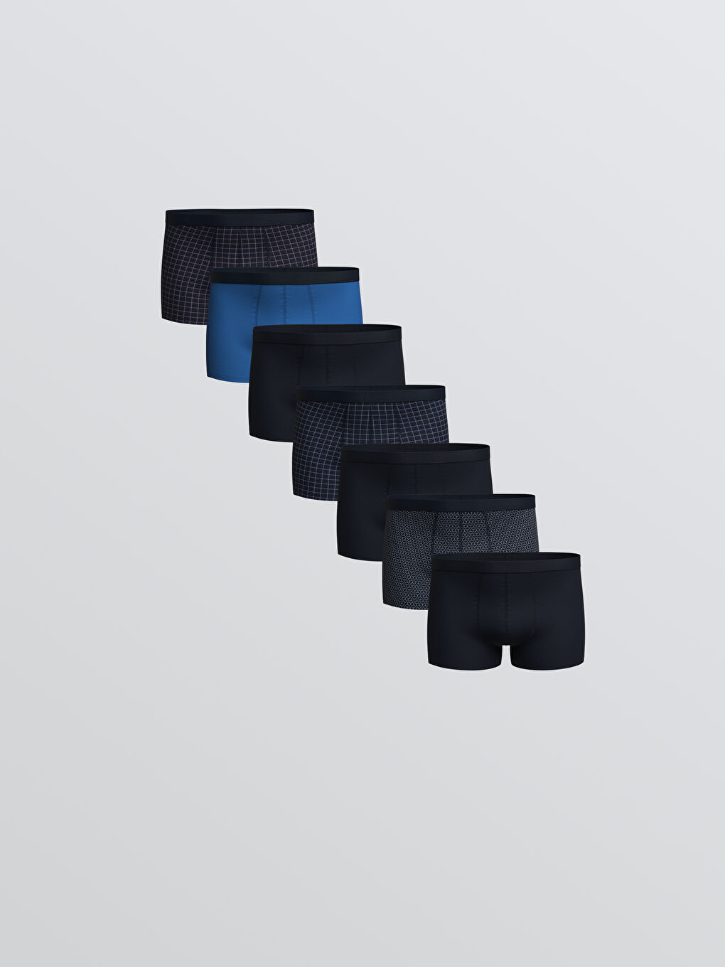 Lacivert Standart Kalıp Pamuklu Esnek Erkek Boxer 7'li