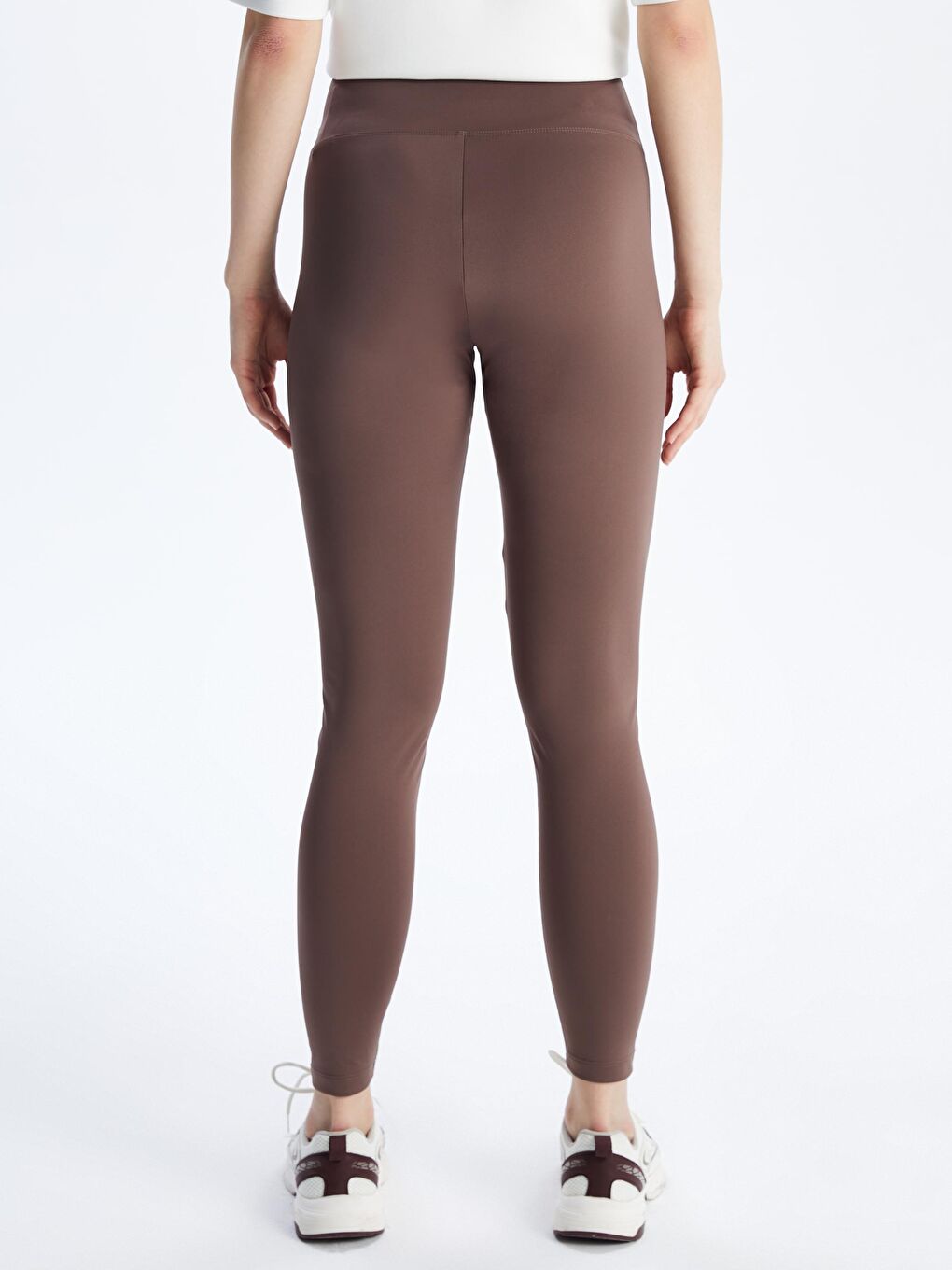 Kahverengi Beli Lastikli Kadın Spor Tayt-3