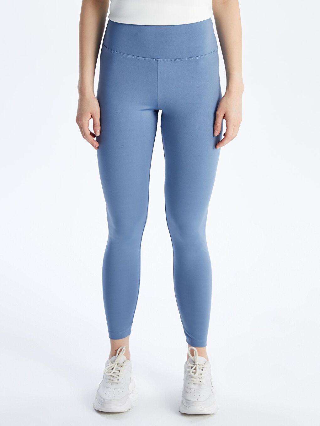 Mavi Beli Lastikli Kadın Spor Tayt-1