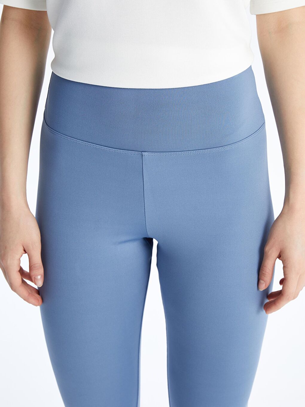 Mavi Beli Lastikli Kadın Spor Tayt-2