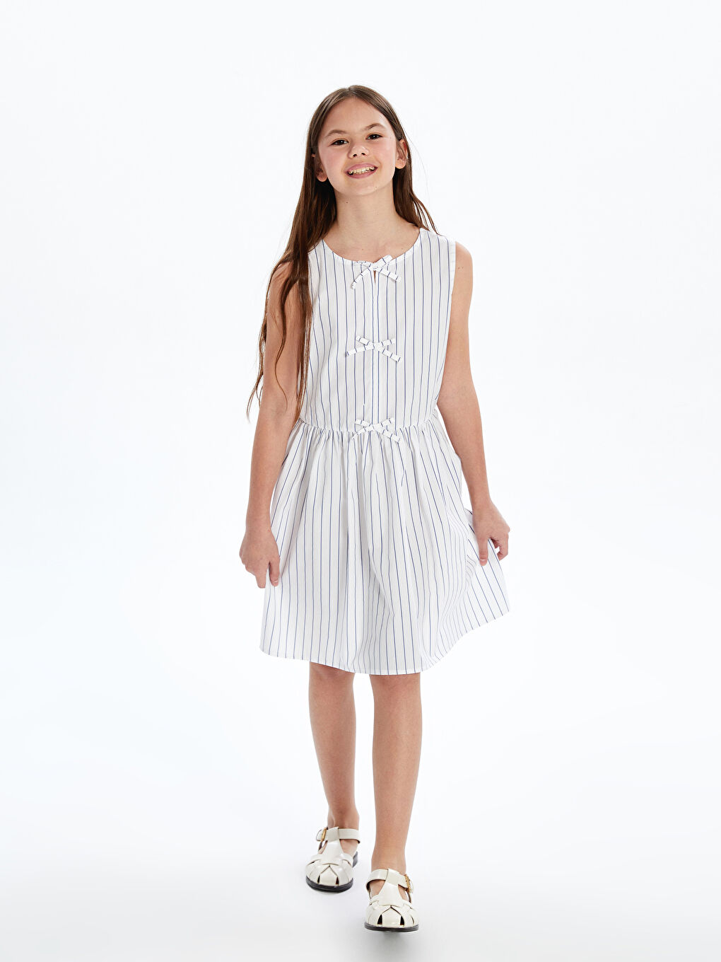 Crew Neck Striped Girls' Dress -S5P386Z4-LJX
