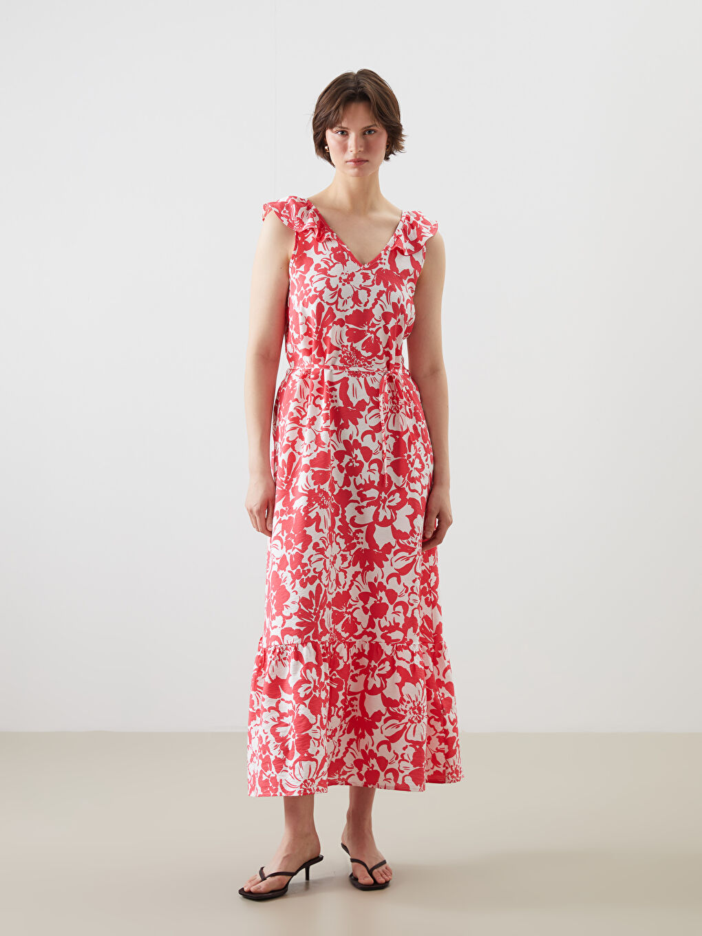 V-Neck Floral Dress -S5P417Z8-LT9