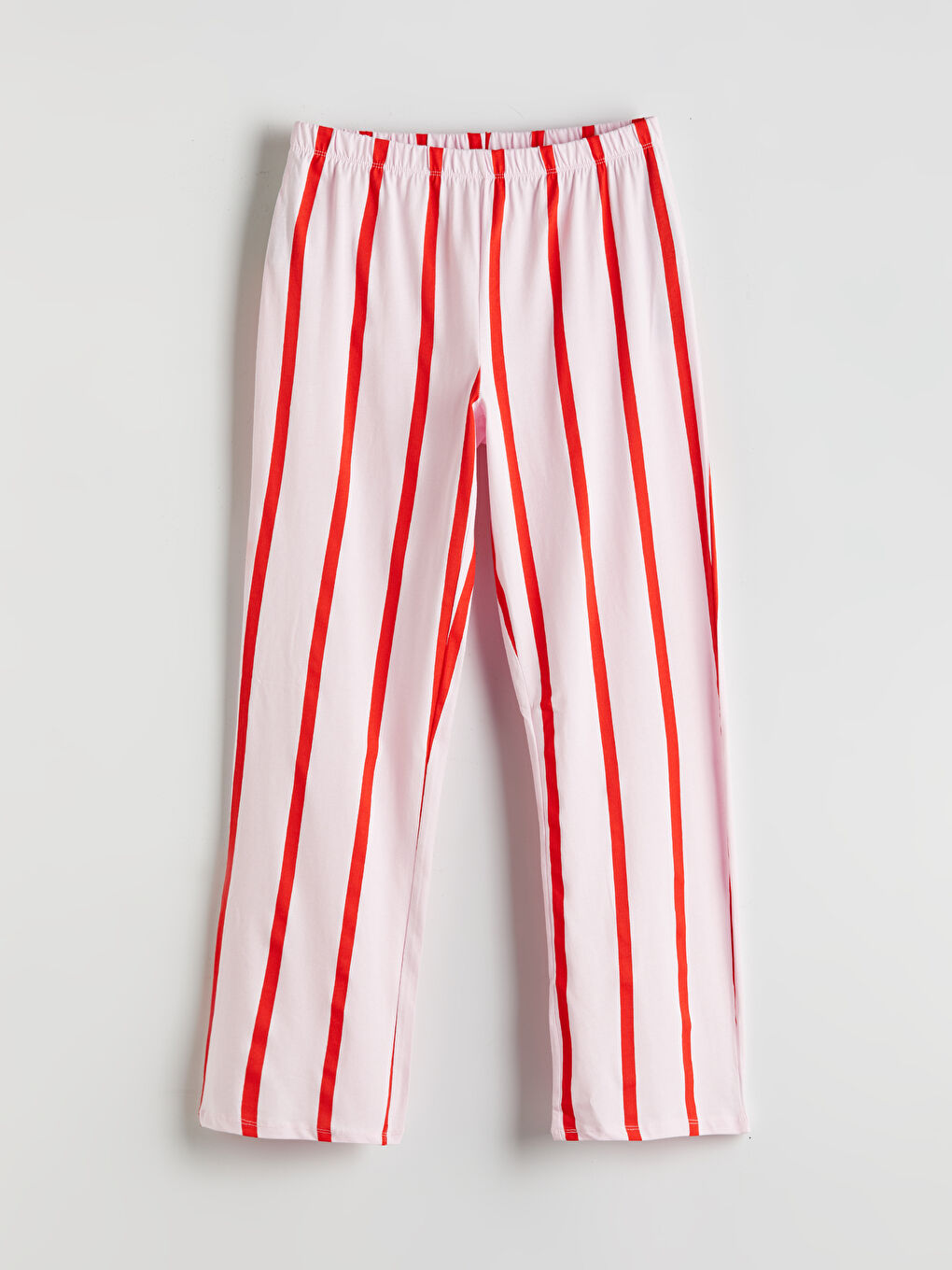 Pembe Beli Lastikli Çizgili Kadın Pijama Altı