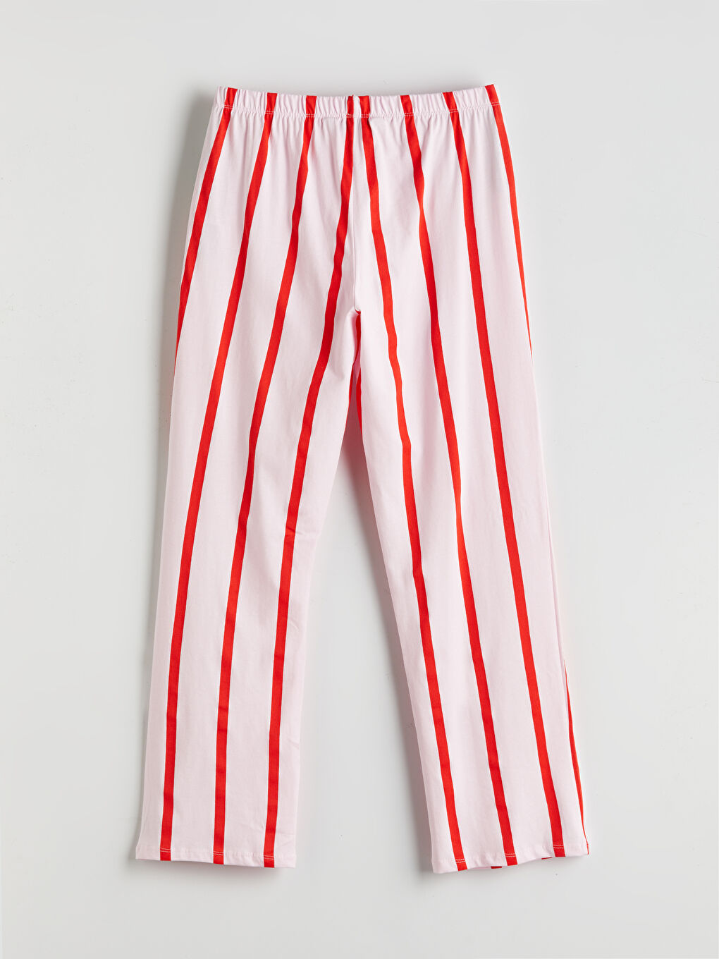 Pembe Beli Lastikli Çizgili Kadın Pijama Altı-1