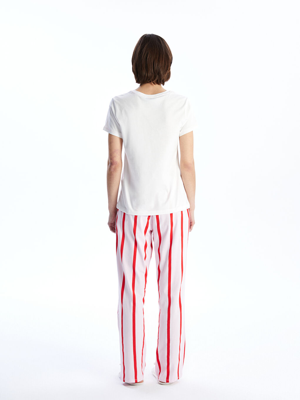 Crew Neck Printed Women's Pajamas Set -S5P421Z8-LT4