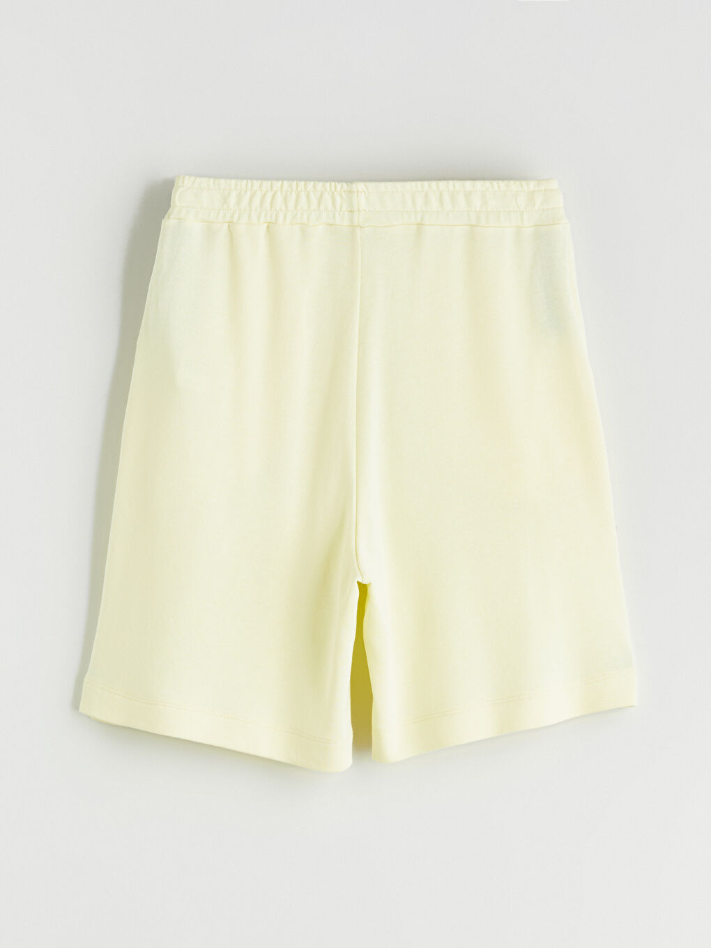 Bej Beli Lastikli Kadın Şort-5