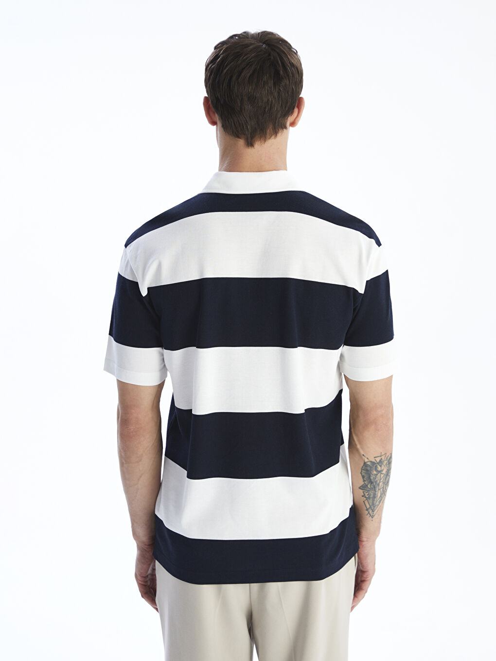 LCW Vision Polo Neck Striped Pique Men's T-Shirt -S5P425Z8-LGS