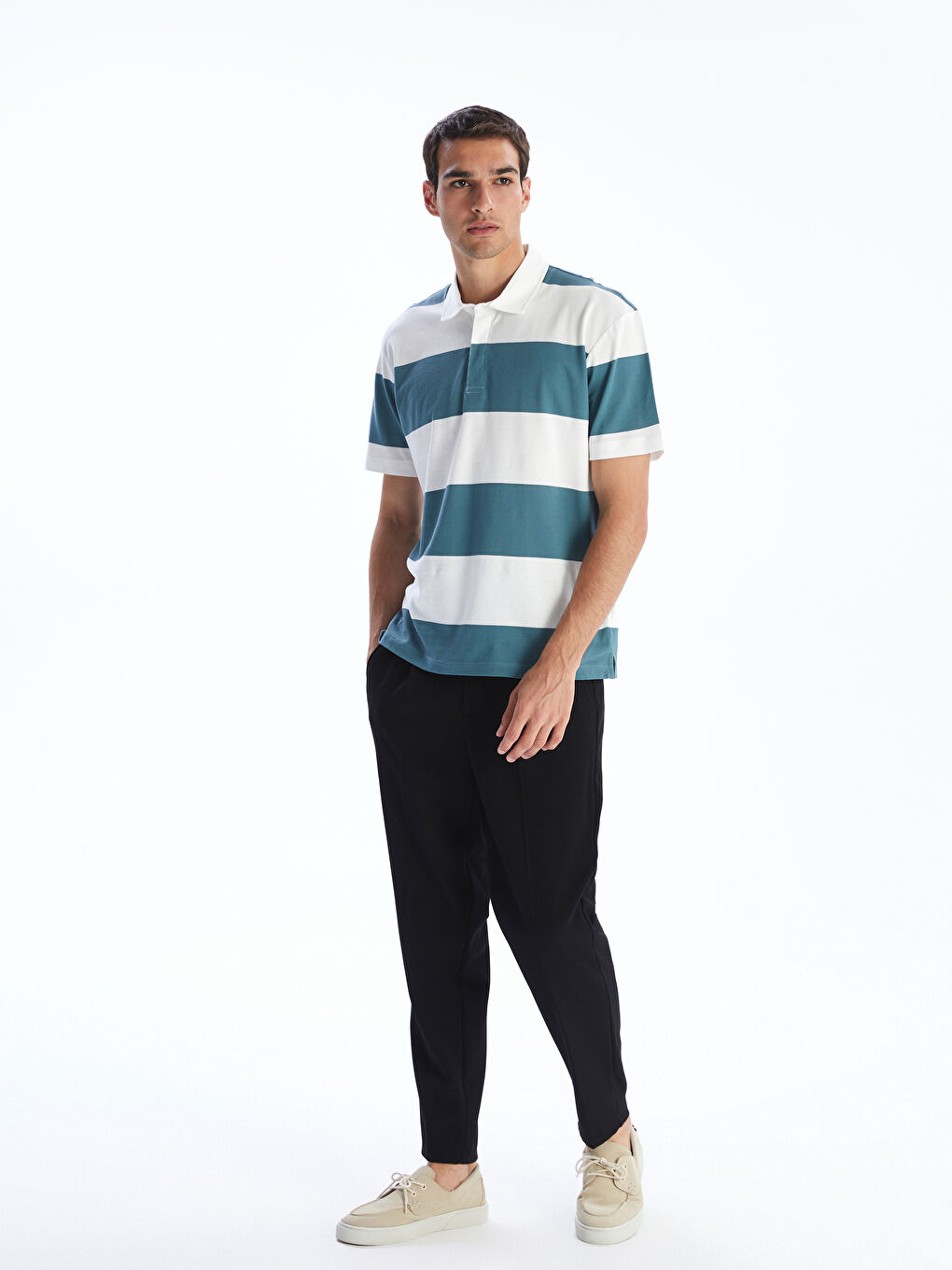 LCW Vision Polo Neck Striped Pique Men's T-Shirt -S5P425Z8-LHE