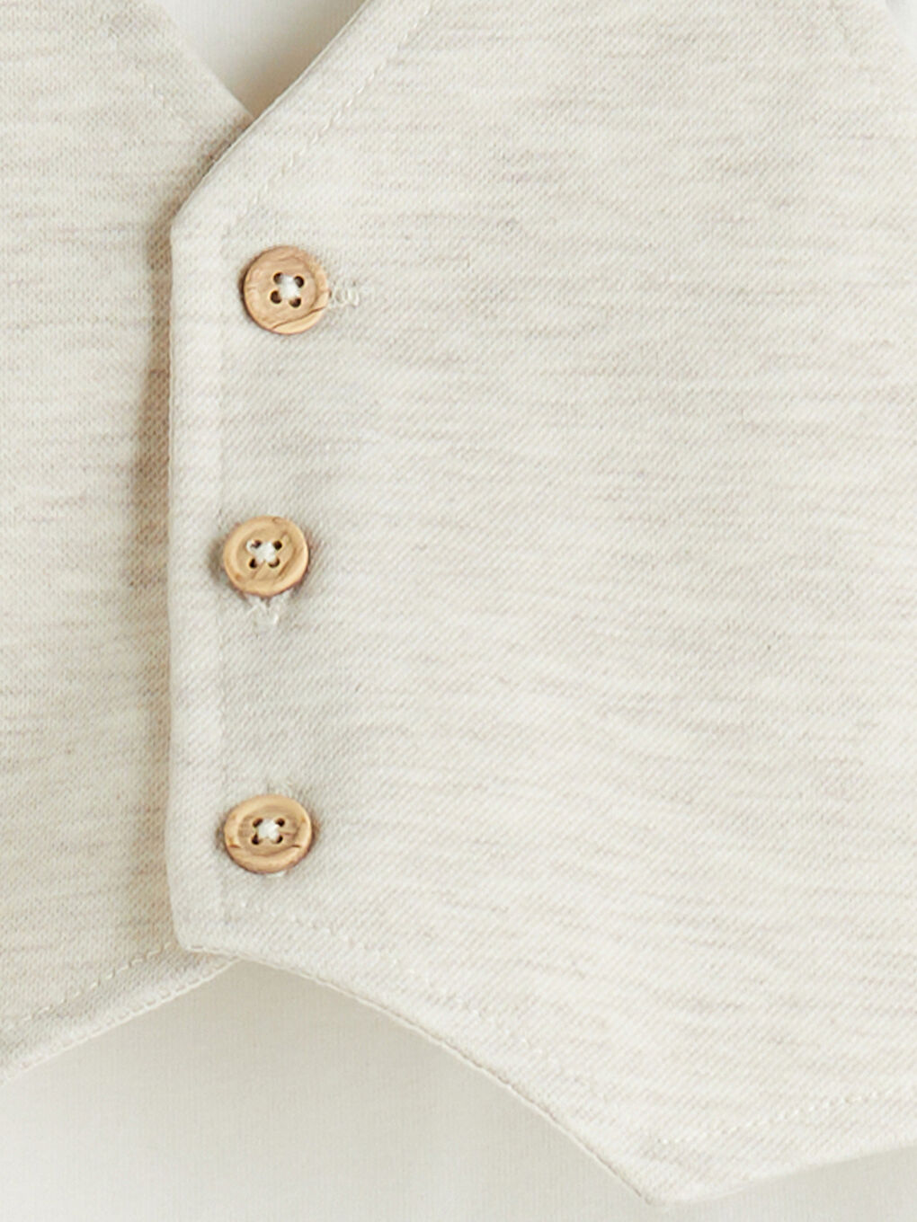 Ekru V Yaka Erkek Bebek Triko Yelek-1