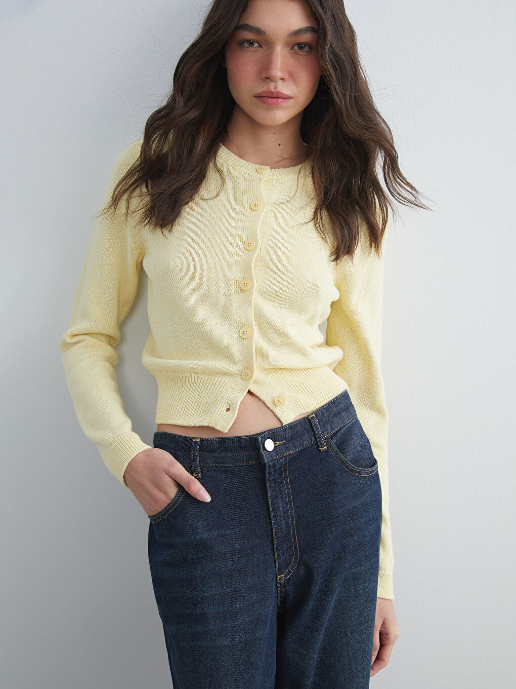 سترة تريكو كول مدور نساء-3